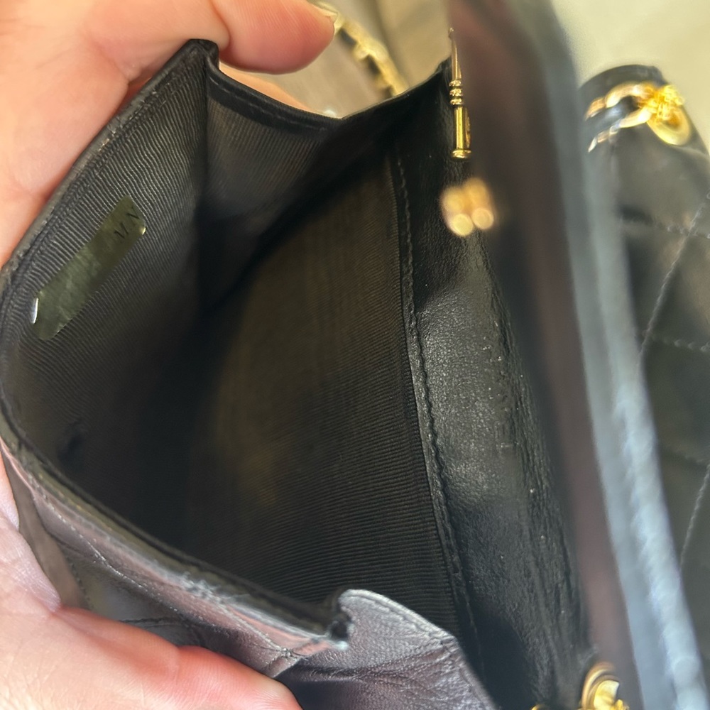 CHANEL Black Quilted Leather Mini Crossbody with Gold Chain - Picture 7 of 12